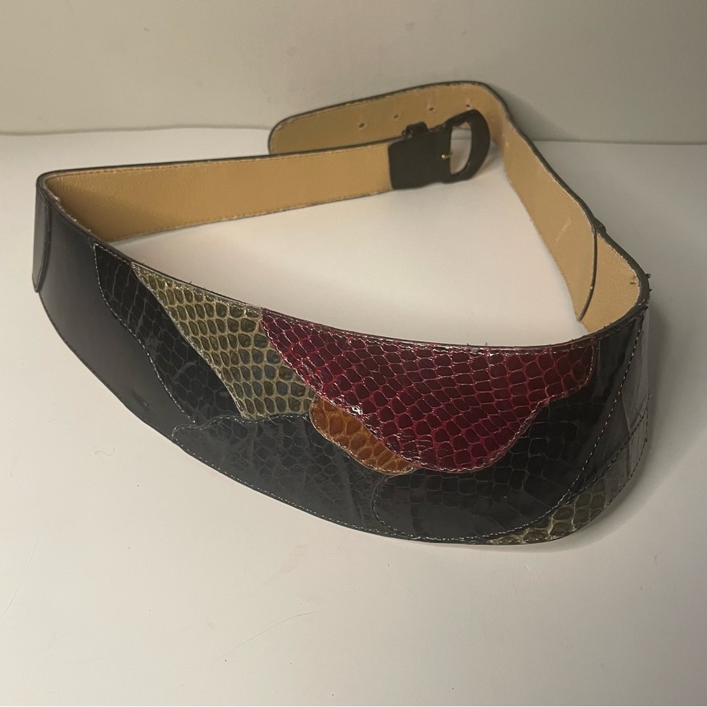 Vintage Patchwork Leather Belt - image 1